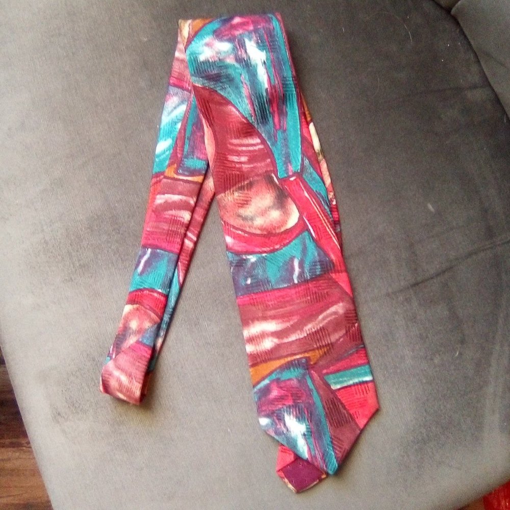 Vintage Kriziauomo Abstract Silk Tie Italy